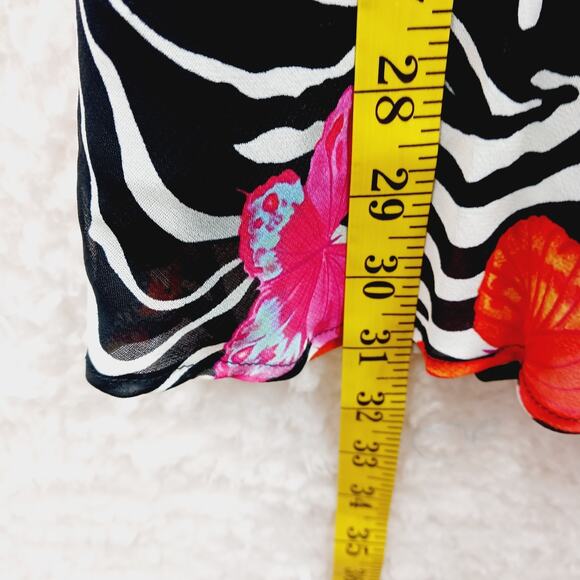 Skirt Midi Ceduxion Zebra Butterfly Orange Pink Midi Boho Y2K Whimsycore Size L - Picture 3 of 12